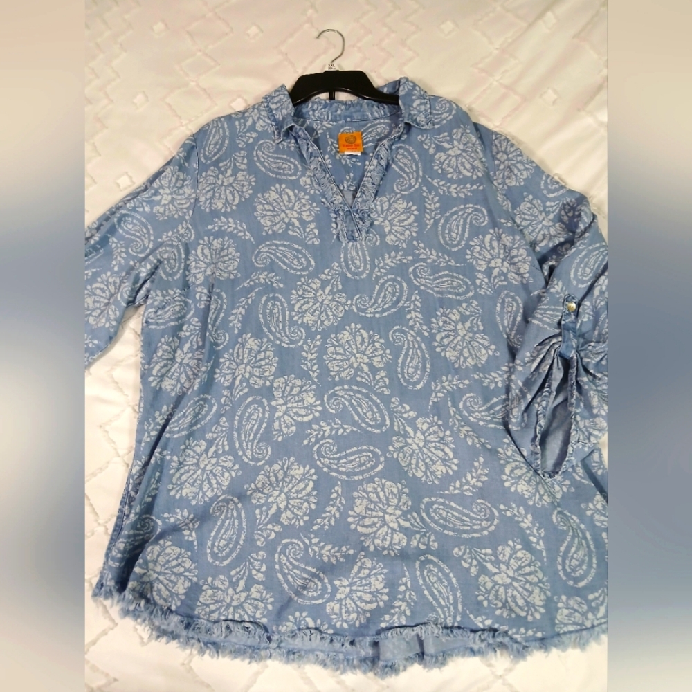 Ruby Rd. Blue Paisley Blouse - Picture 7 of 8